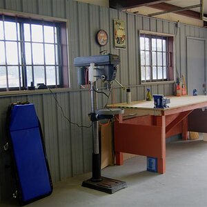 Bench And Drill Press In My Garage