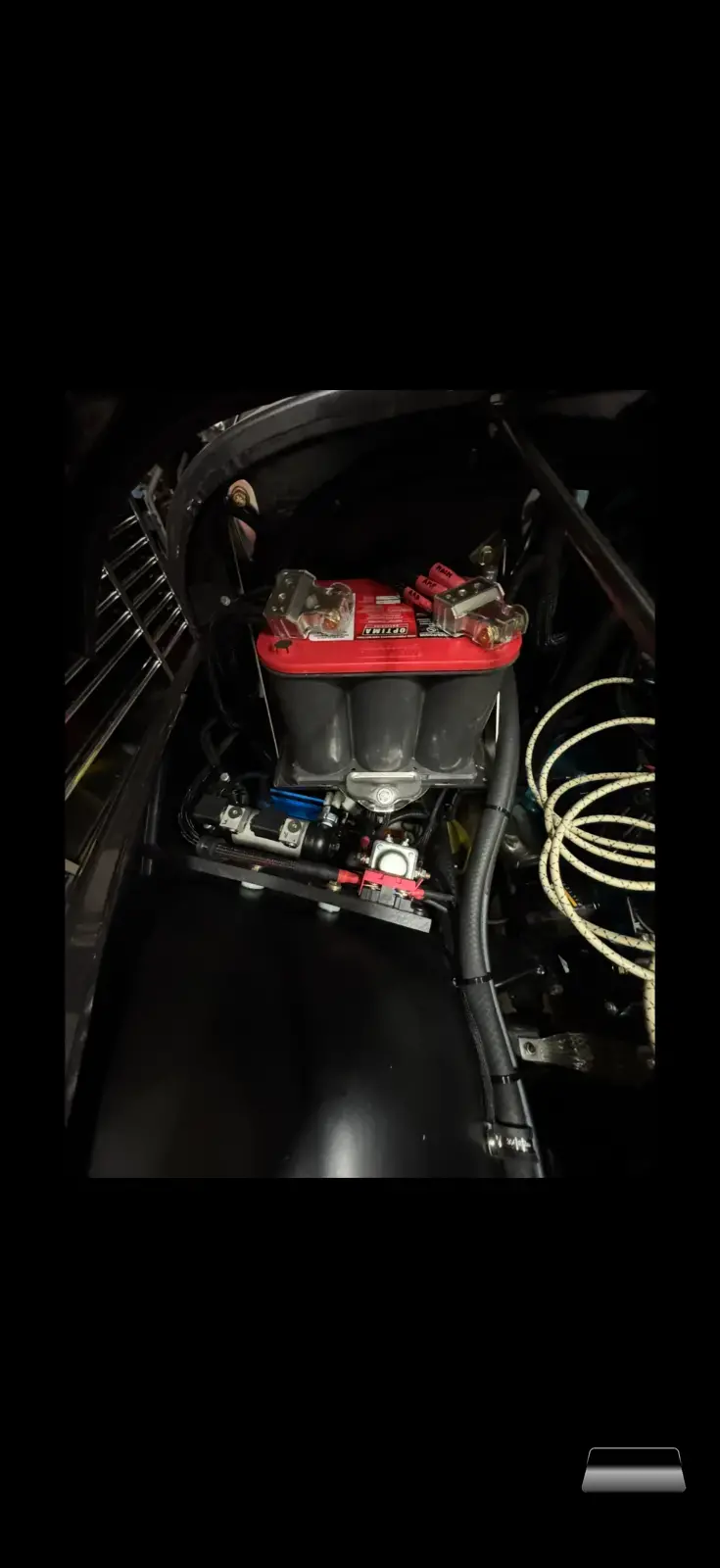 Passenger side of engine compartment