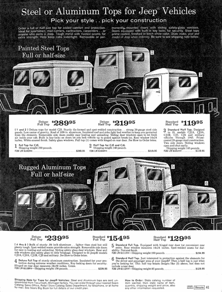 Sears Catalog Hardtops