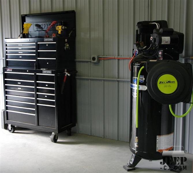 Tools And Air Compressor In My Garage