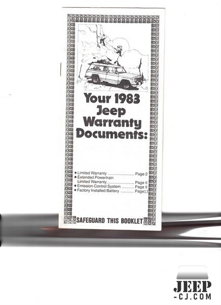 Your 1983 Jeep Warranty Documents